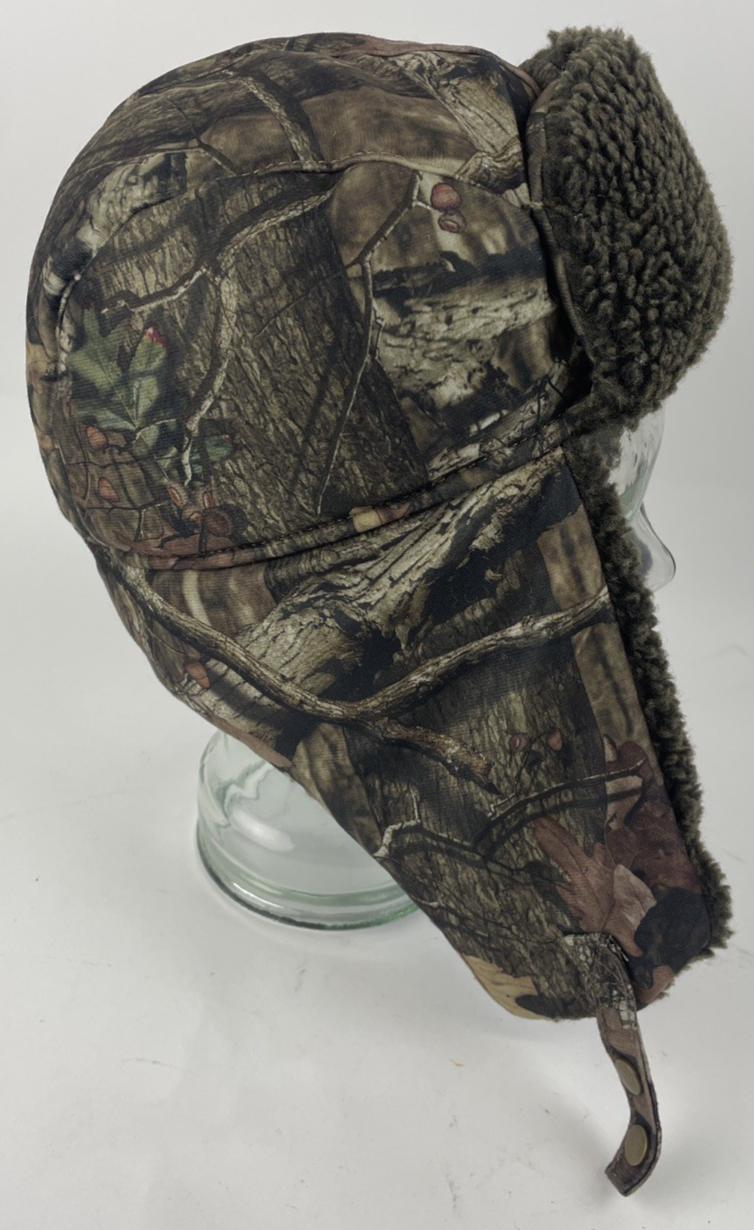 Fur Lined Winter Hat Camo Small Insulated Quilted Lining Strap Size M / L