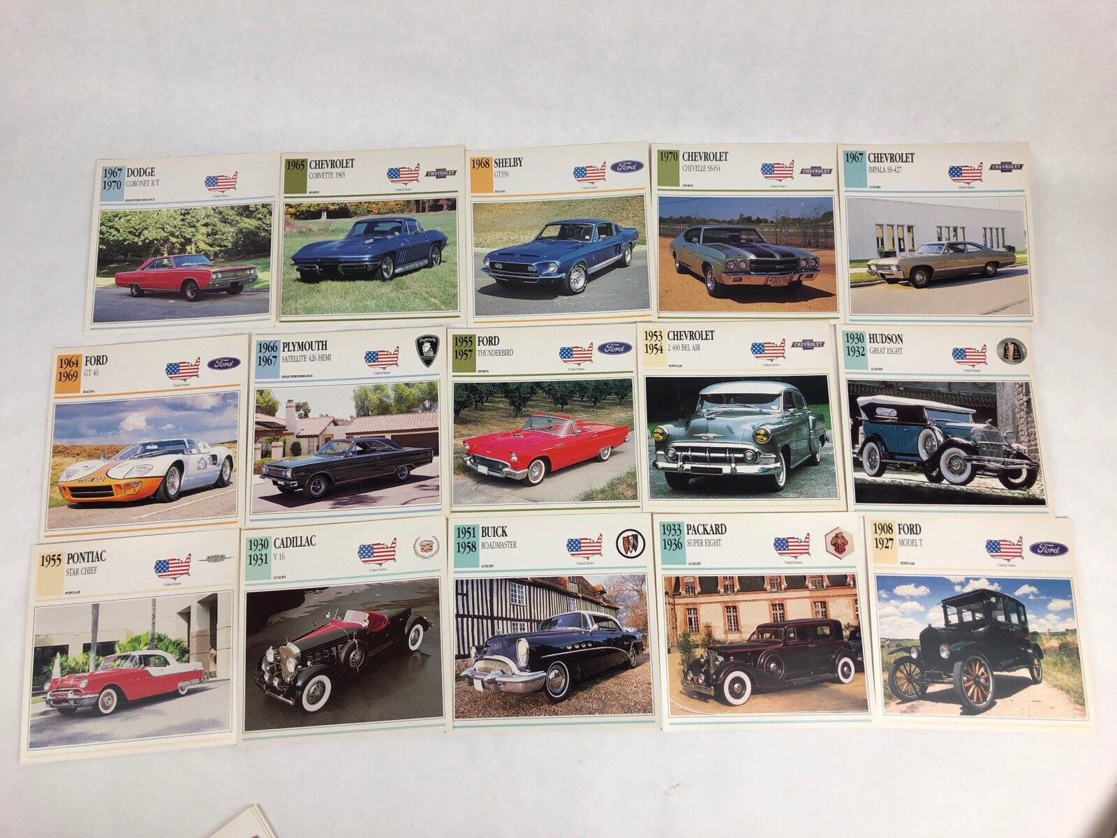 59 x GMH (6"X6") CARDS OF KNOWLEDGE AUTOMOBILE USA Italy GB Germany France