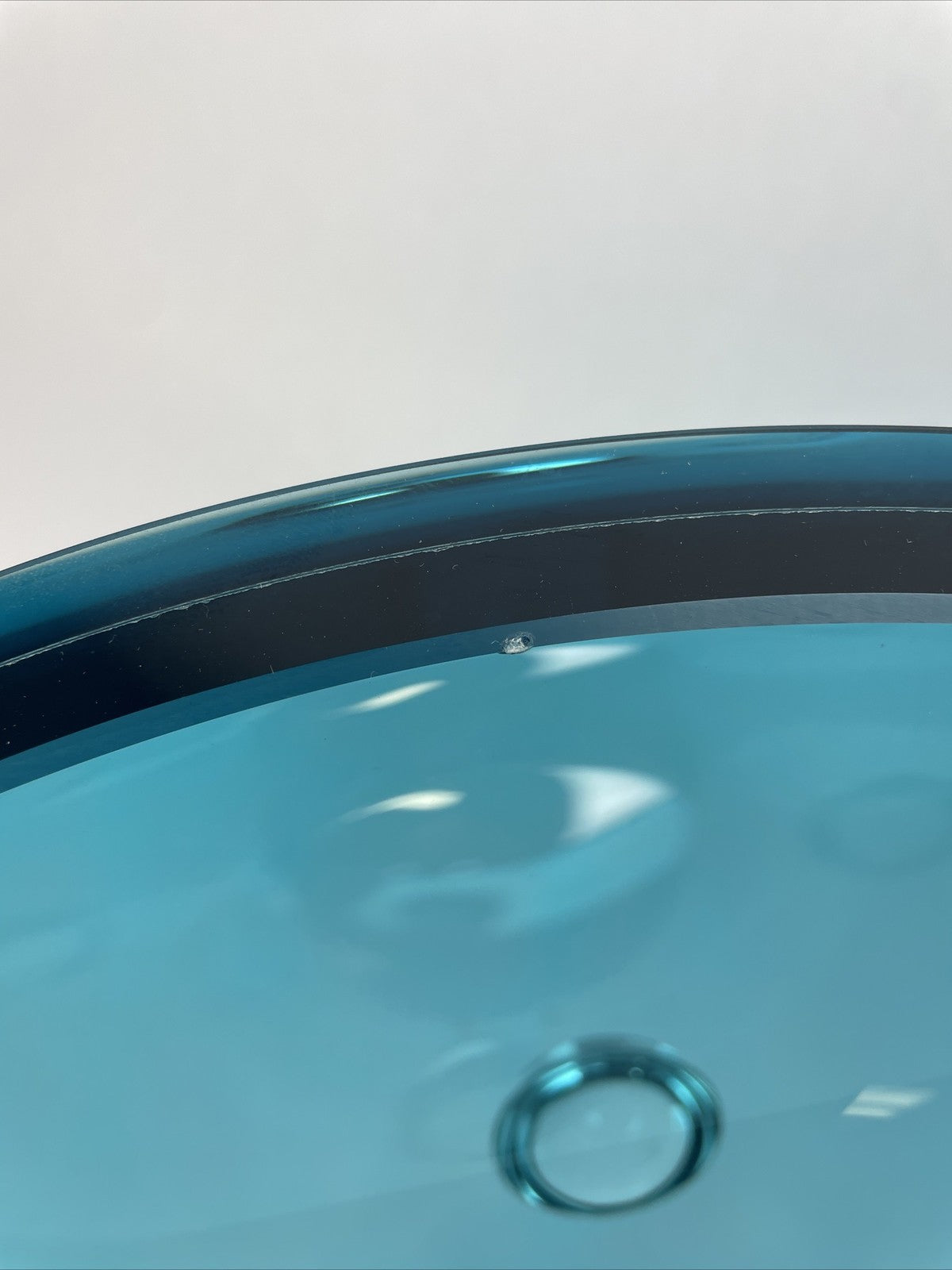 VITRAFORM Freestanding Glass Sink OD 14.5" Light Blue Finish w Designer Drain