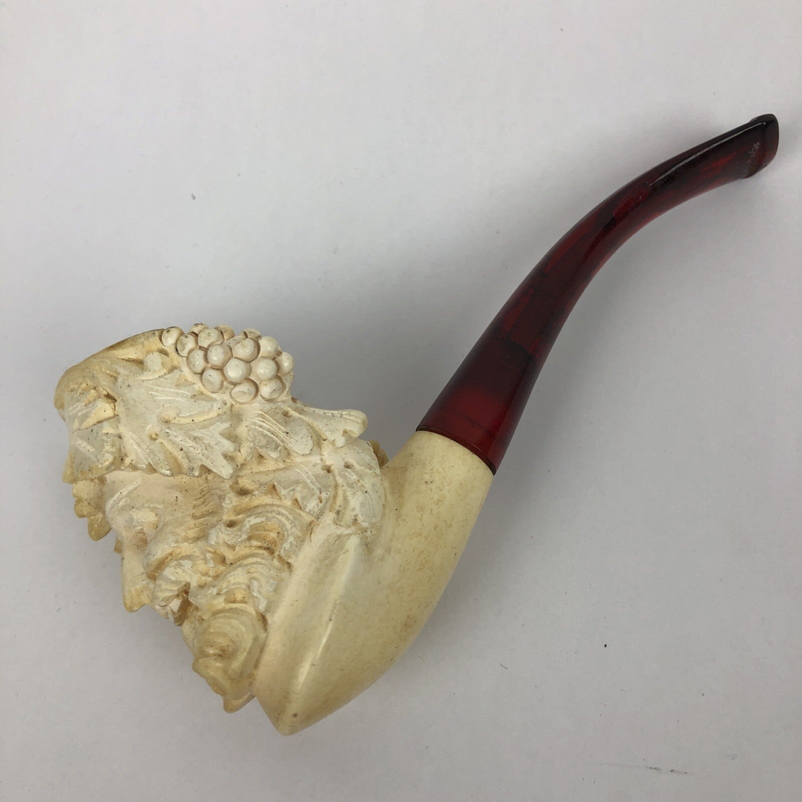 Vintage Meerschaum Hand Carved Sultan Head Turkish Smoking Pipe in Box Light Use