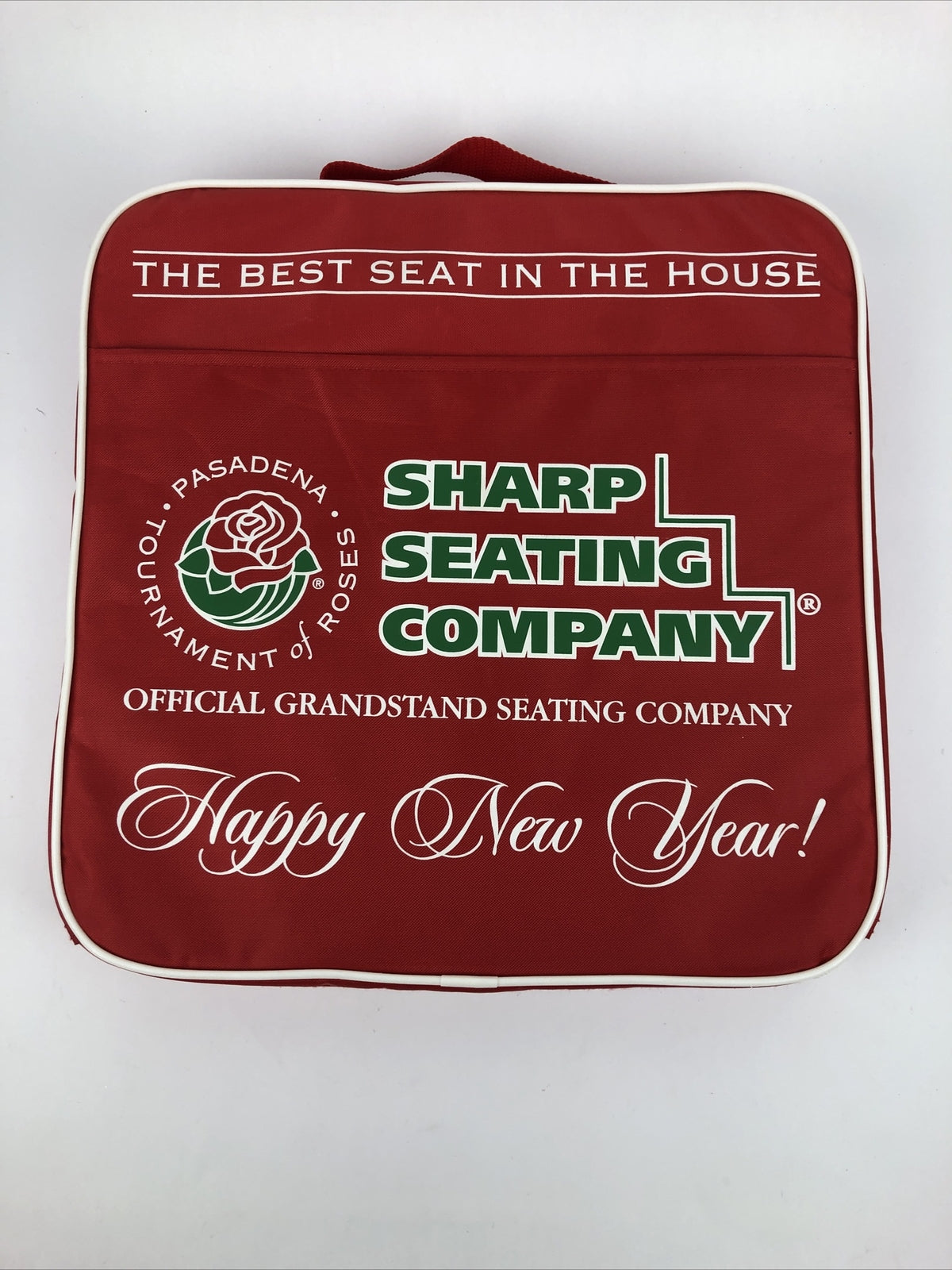 PASADENA TOURNAMENT OF ROSES SEAT CUSHION, VINTAGE, BY SHARP SEATING CO.