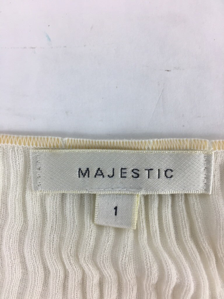 Majestic Womens Tank Top Ivory Scoop Neck Ribbed Blouse 1