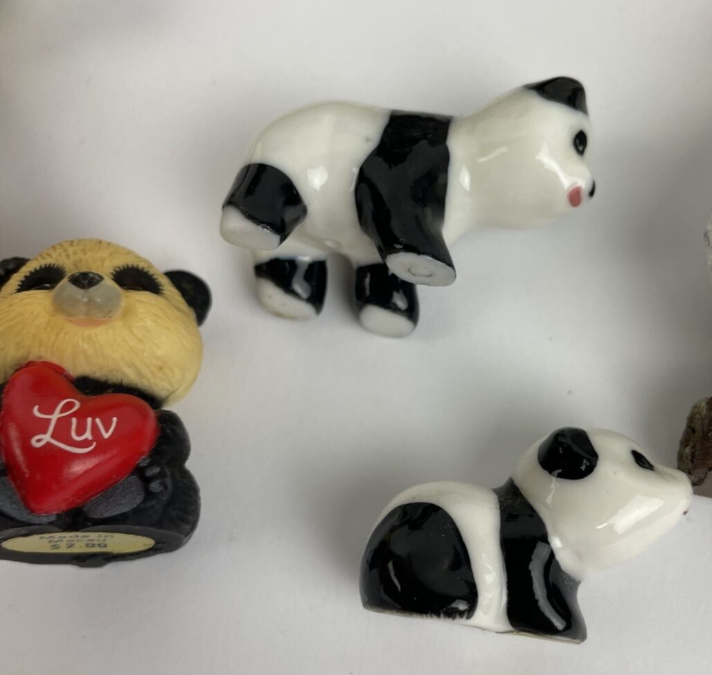 Lot Of 9 x  Assorted Panda Bear Sculpture FIGURINES Gunus Ailuropoda + Furry Pez