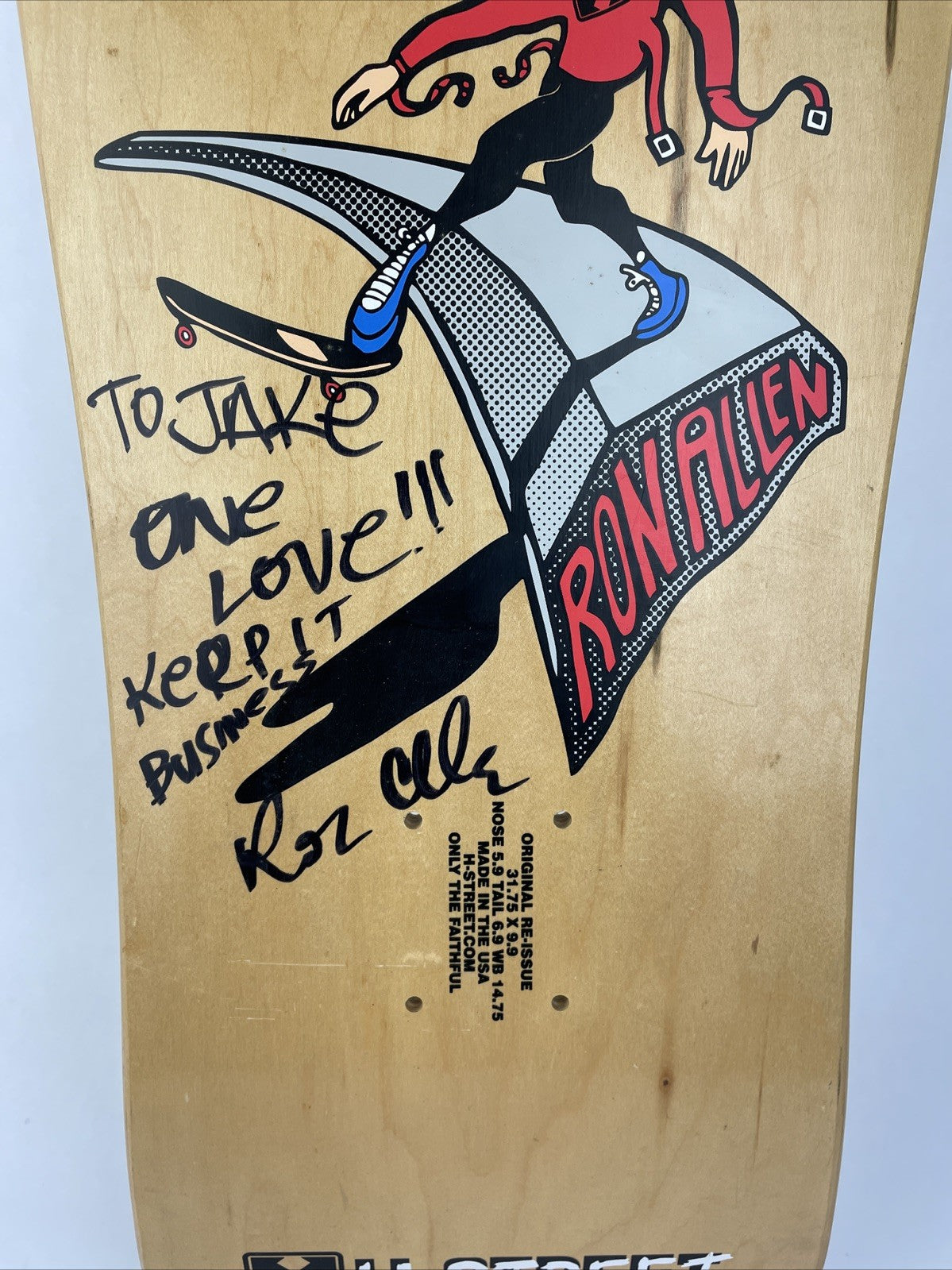 RON ALLEN Original RE-Issue Deck, H-Street Skateboards Made in the USA - Signed