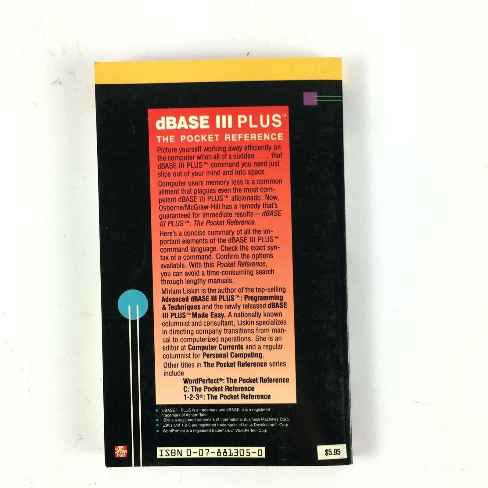 Osborne McGraw Hill dBase III Plus The Pocket Reference Miriam Liskin