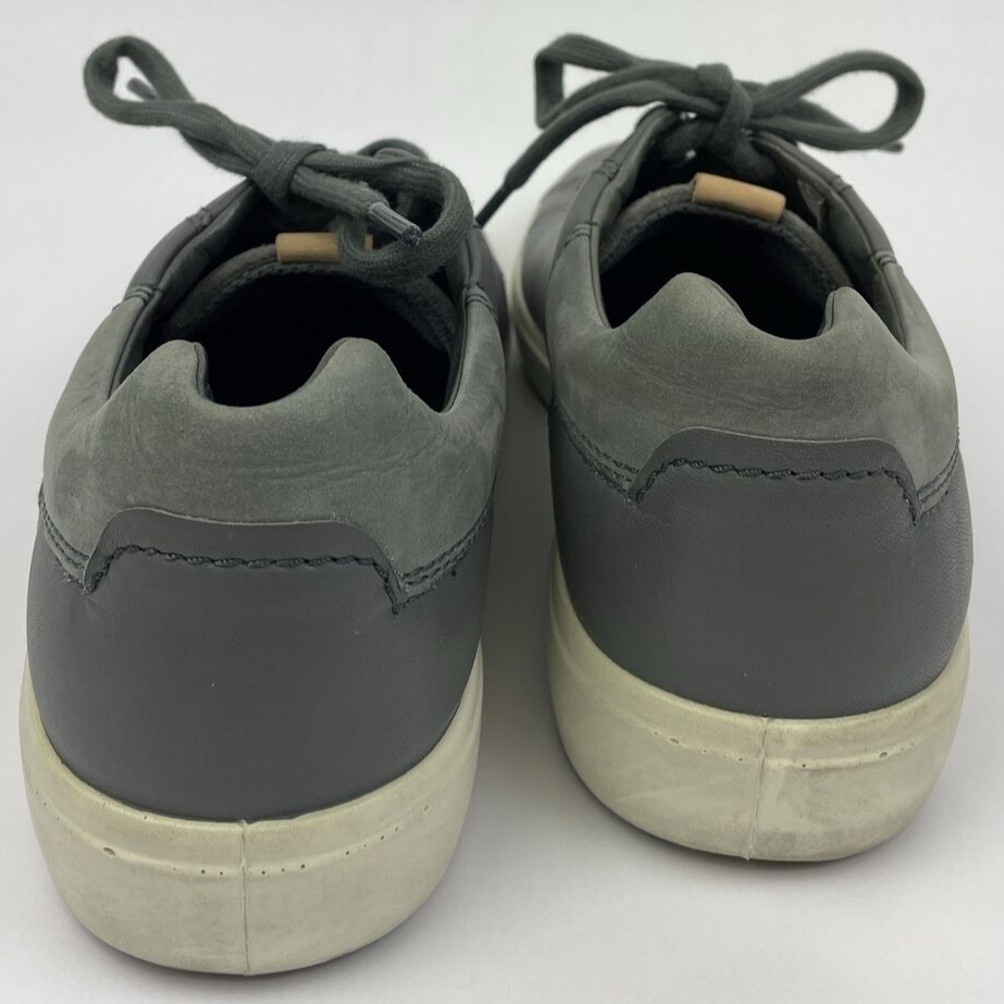 Men's 11 11.5 45 Ecco Soft 7 Urban Shoes Sneaker Gray Perforated Leather Lace-Up