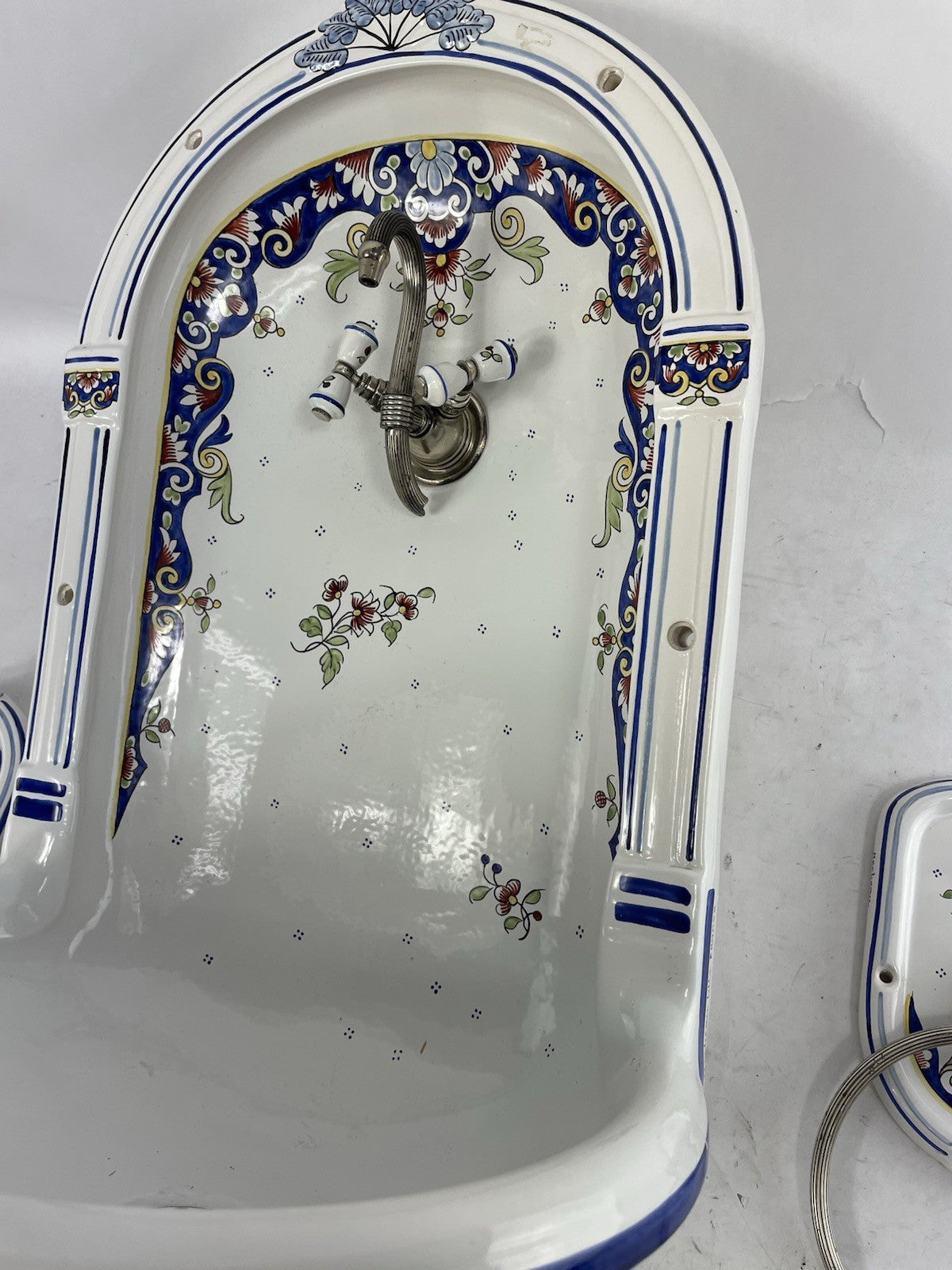 Herbeau Vieux Rouen Bathroom Sink Lavabo Niche Earthenware Wall Fountain