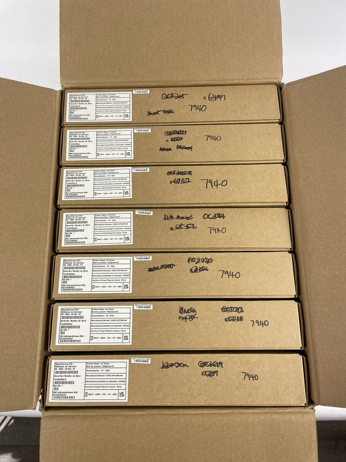 Lot of 7 : Cisco IP 7900 7940 PoE VoIP Business Office Phone Handset CP-7960G