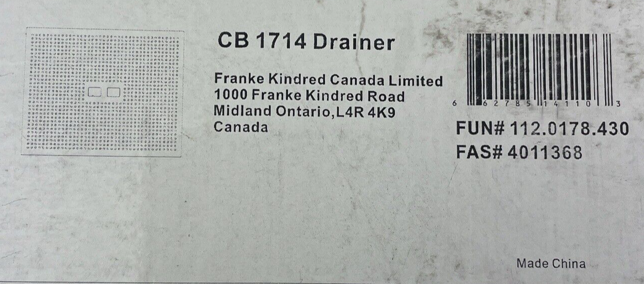 Franke Kindred Kitchen Sink Drain Bowl System Kit Stainless Steel 17.25" x 14"