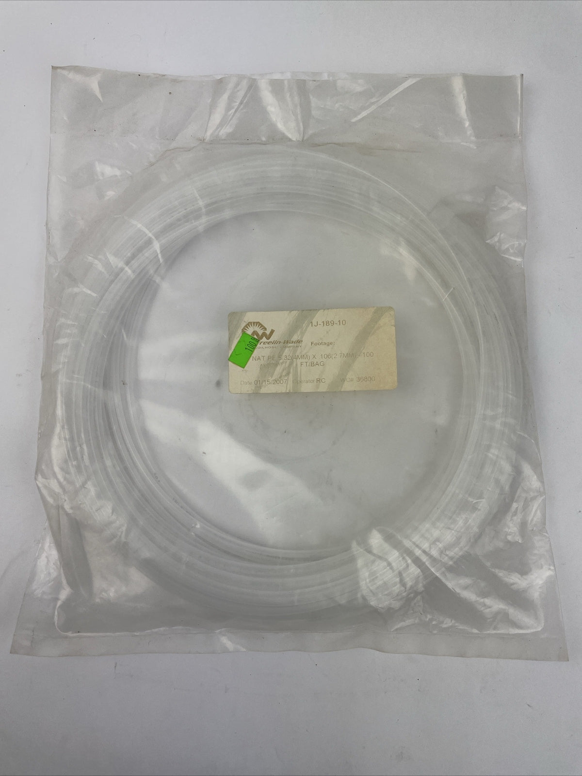 NOS FREELIN WADE 1J-189-10 95A Polyurethane Tubing 4mm OD x 2.7mm ID Clear 100ft