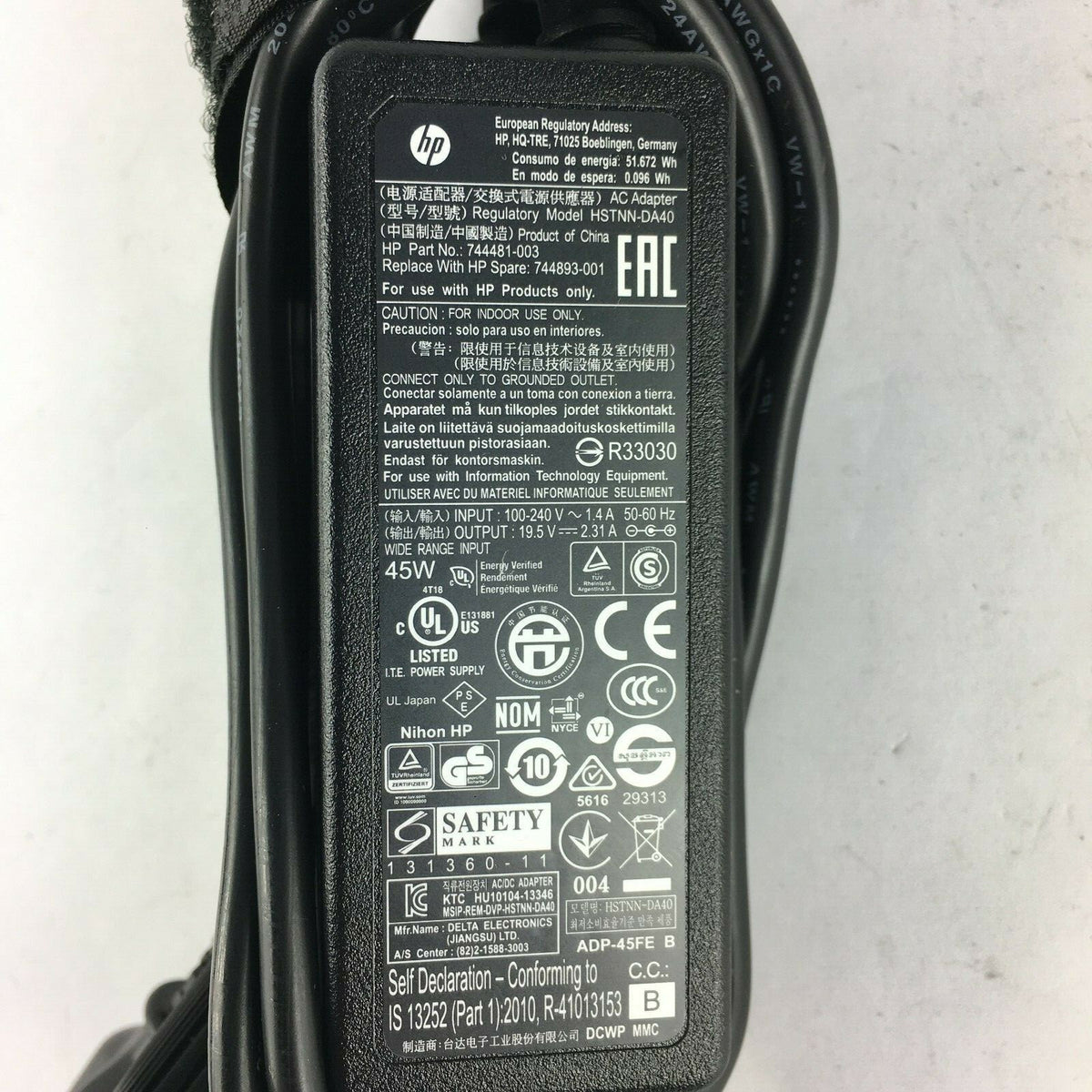 Genuine HP HSTNN-DA40 744481-003 Output 19.5V 2.31A Power Supply Adapter A3