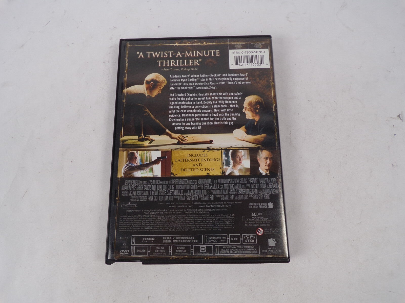 Fracture Anthony Hopkins Ryan Gosling Widescreen Academy Award Winner DVD Movies