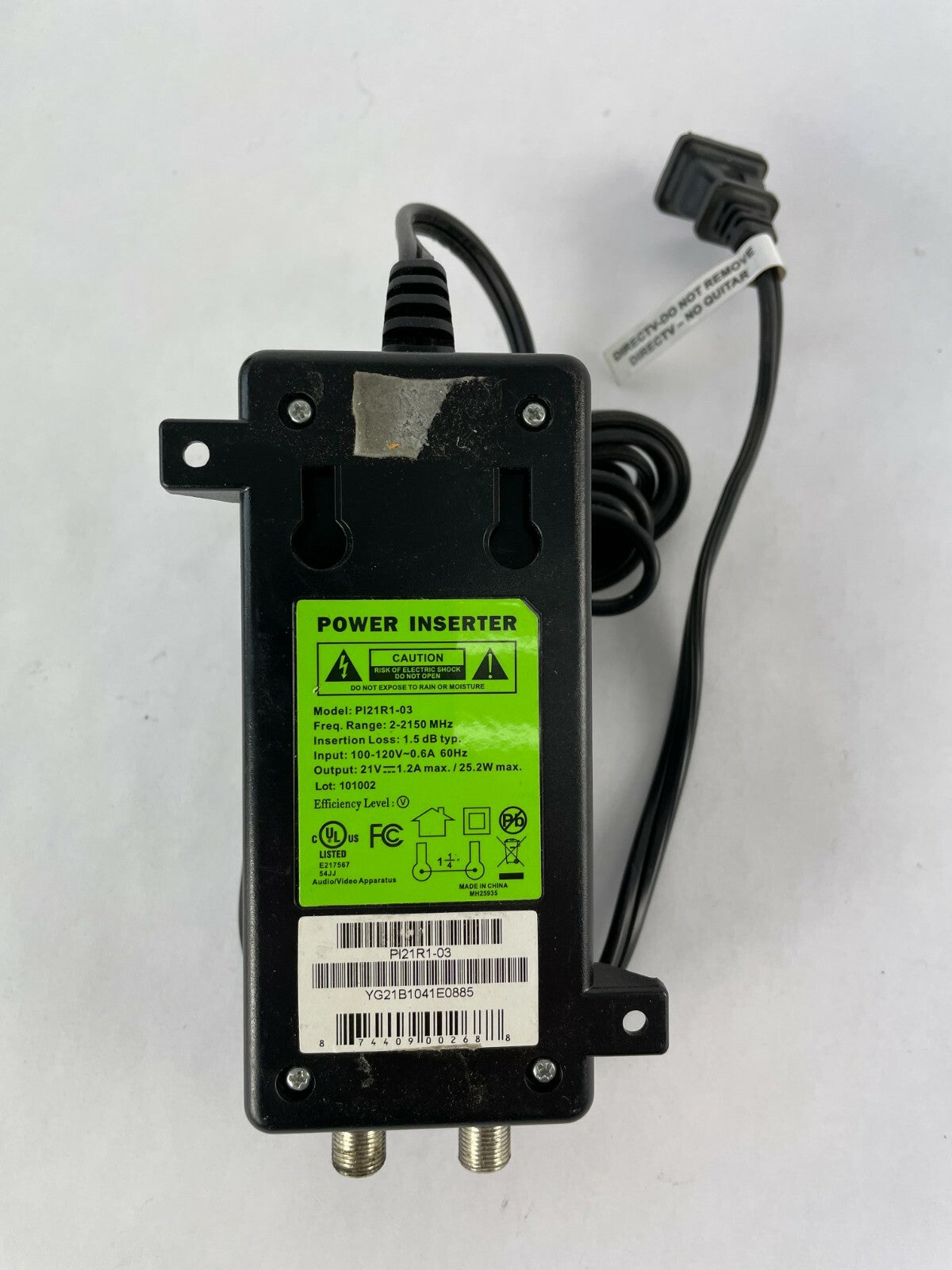 Genuine DirecTv Adapter PI21R1-03 Output 21 V 1.2 A Power Supply Adapter A80