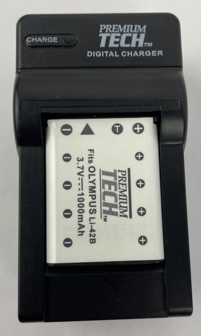 Premium Tech Battery LCD Wall Charger with Battery - fits OLYMPUS LI-42B