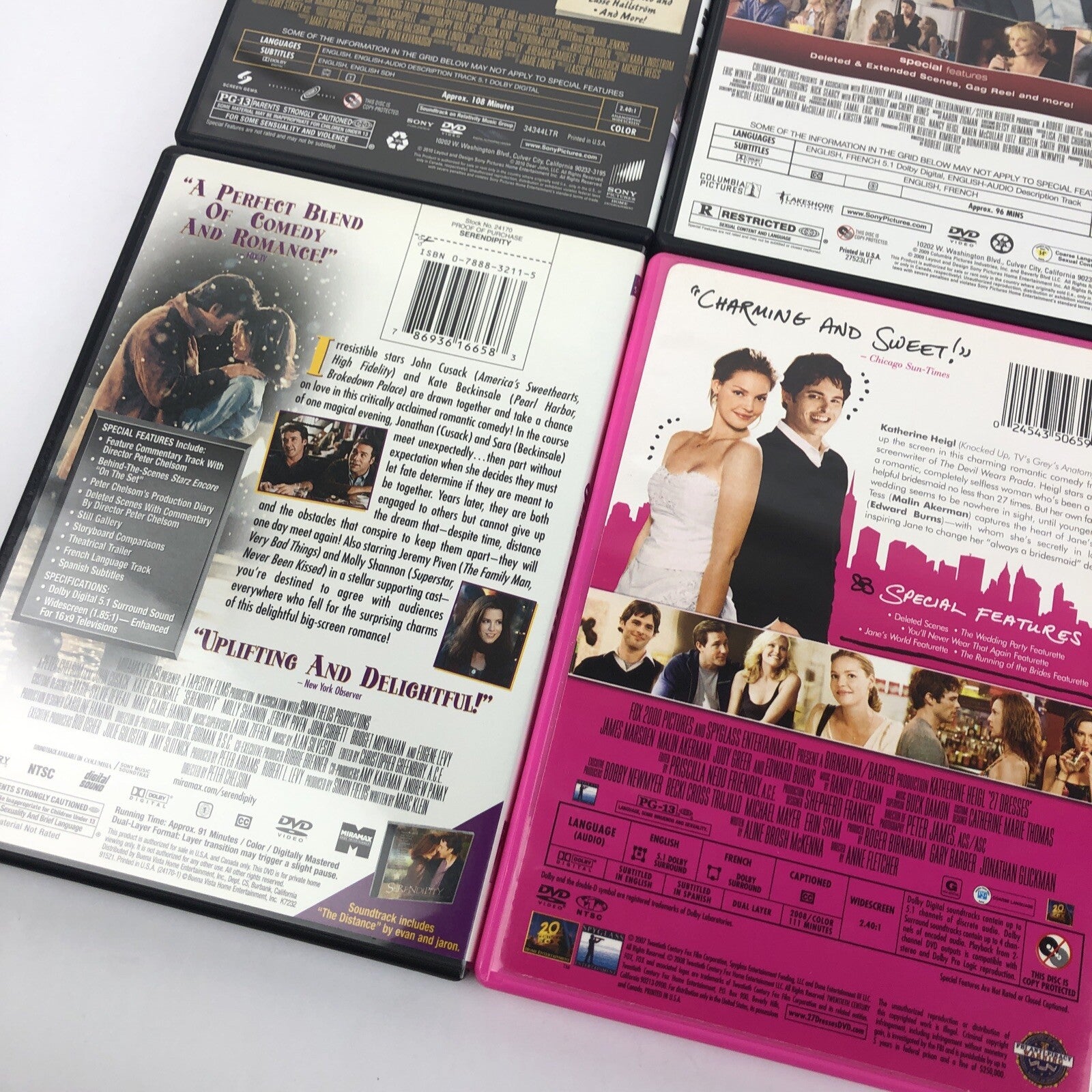 6 x Romantic Comedy DVD - Lot 27 Dresses The Ugly Truth Serendipity The Bachelor