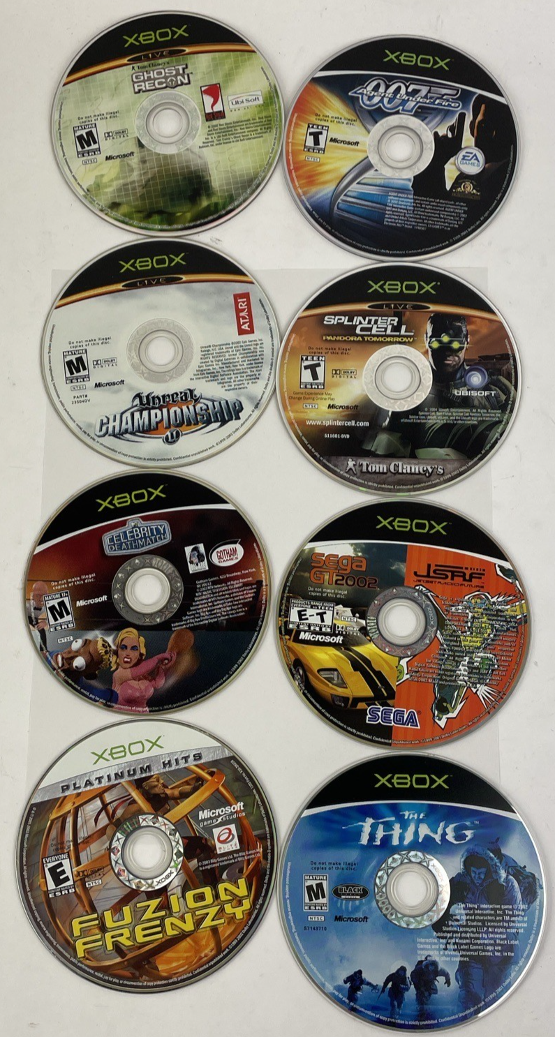 Lot of 8 Microsoft Xbox Video Games  Splinter Cell GT2000 007 AUF Ghost Recon ++