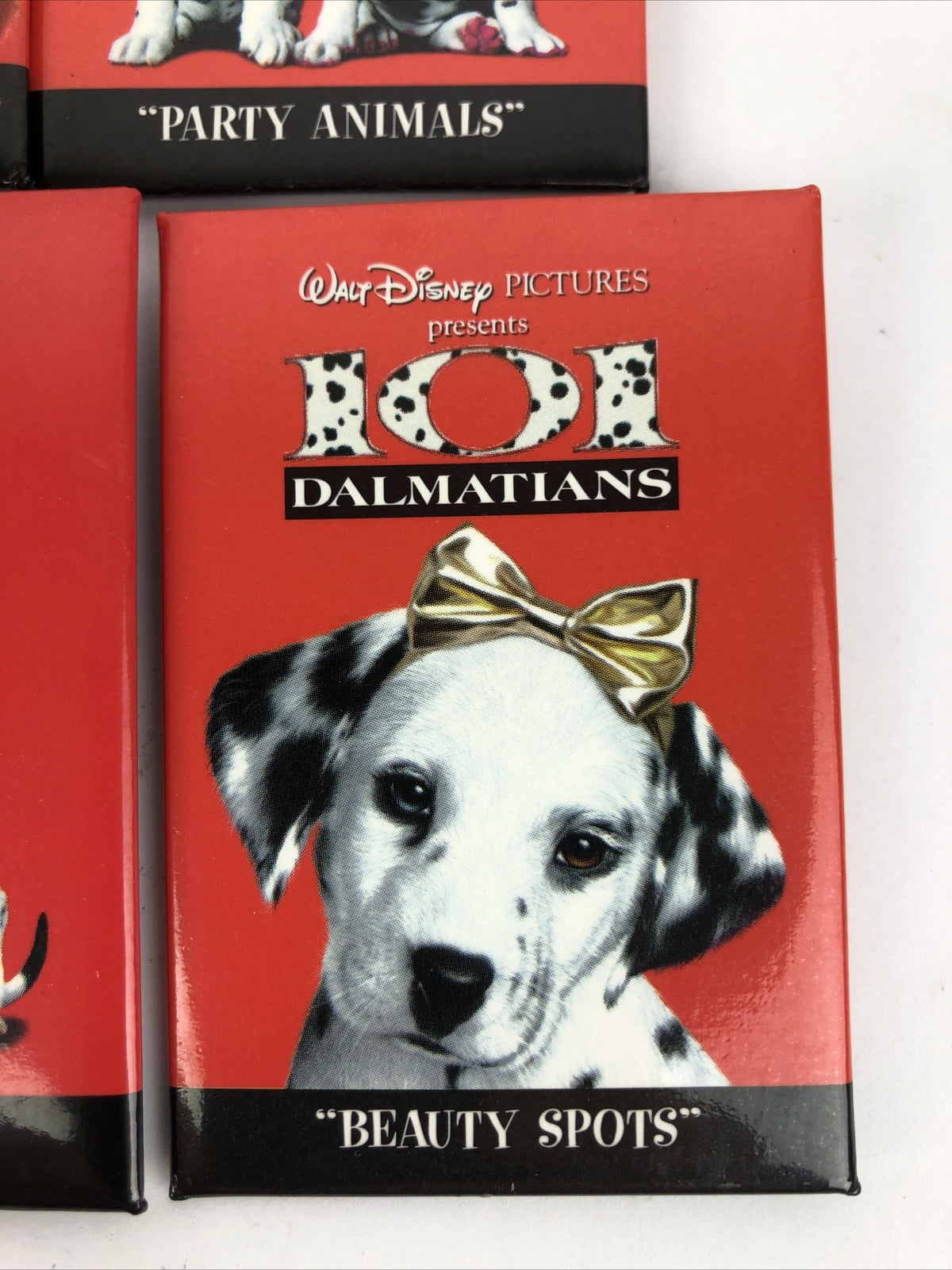 101 DALMATIONS 6 x Promotional Movie Button Set - GLENN CLOSE DISNEY 1996