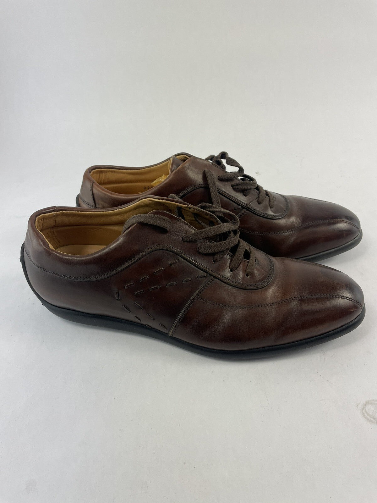 Sergio Rossi Brown Leather Derby Brogue Shoes Men's UK 10 US 12