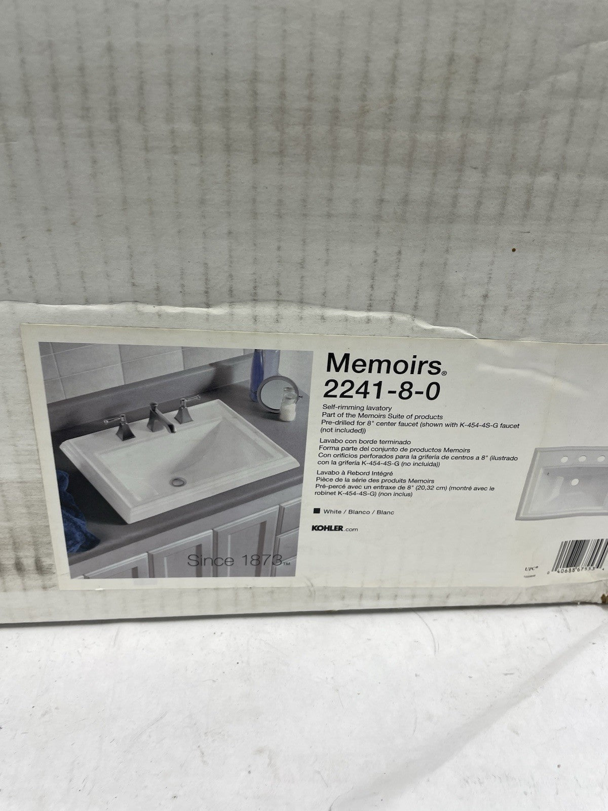 Kohler Memoirs white drop-in rectangular bathroom sink