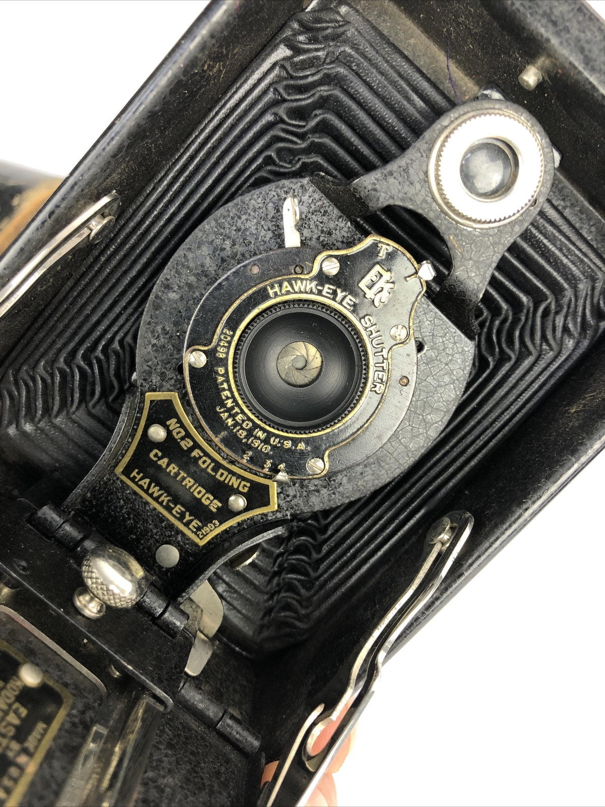Eastman Kodak Hawk Eye Shutter Model B NO. 2A Folding Vintage Camera & Case 1914