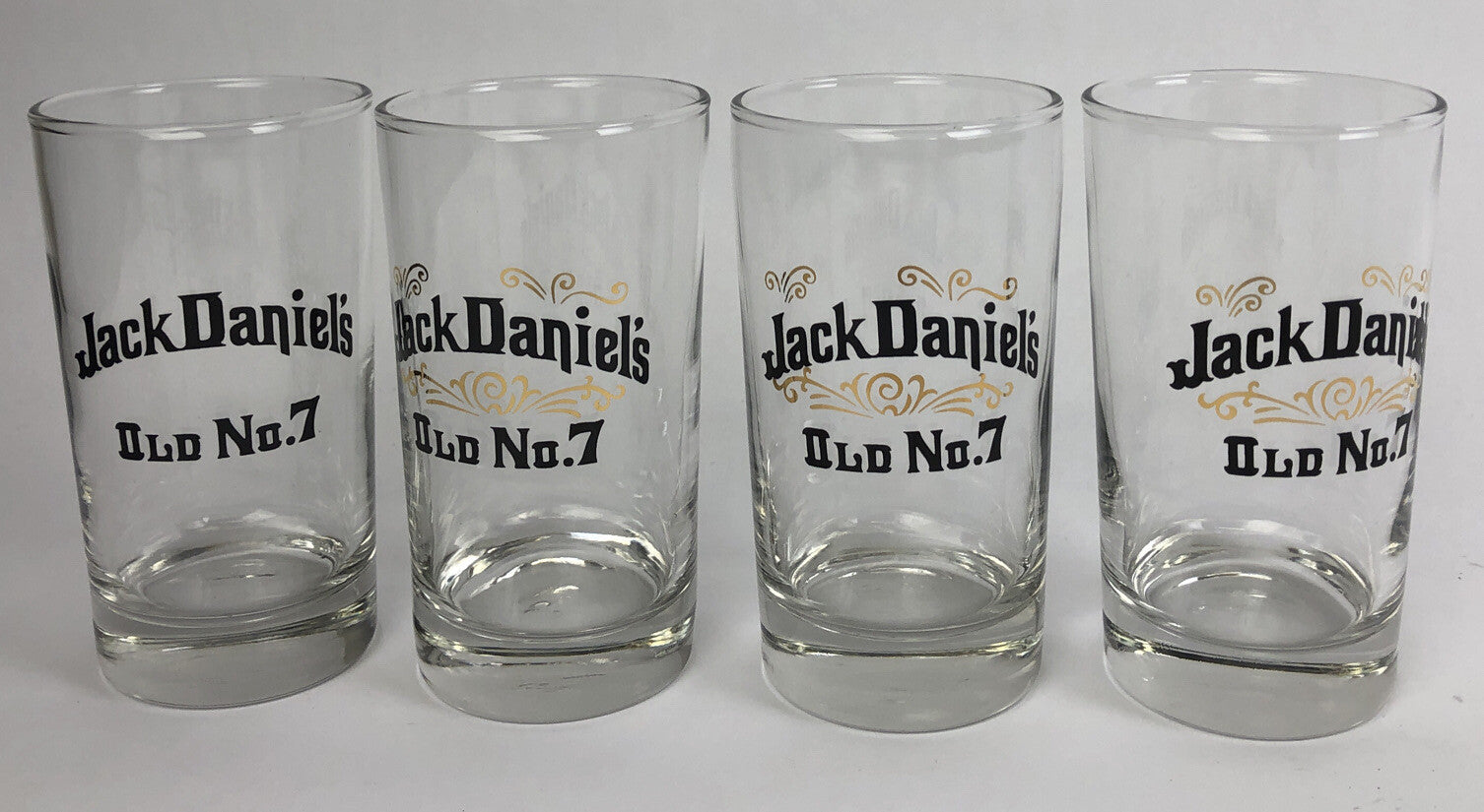 Jack Daniels Old No. 7 Gold Leaf Whiskey Rocks Drink Glasses Set of 4 Clear 8oz