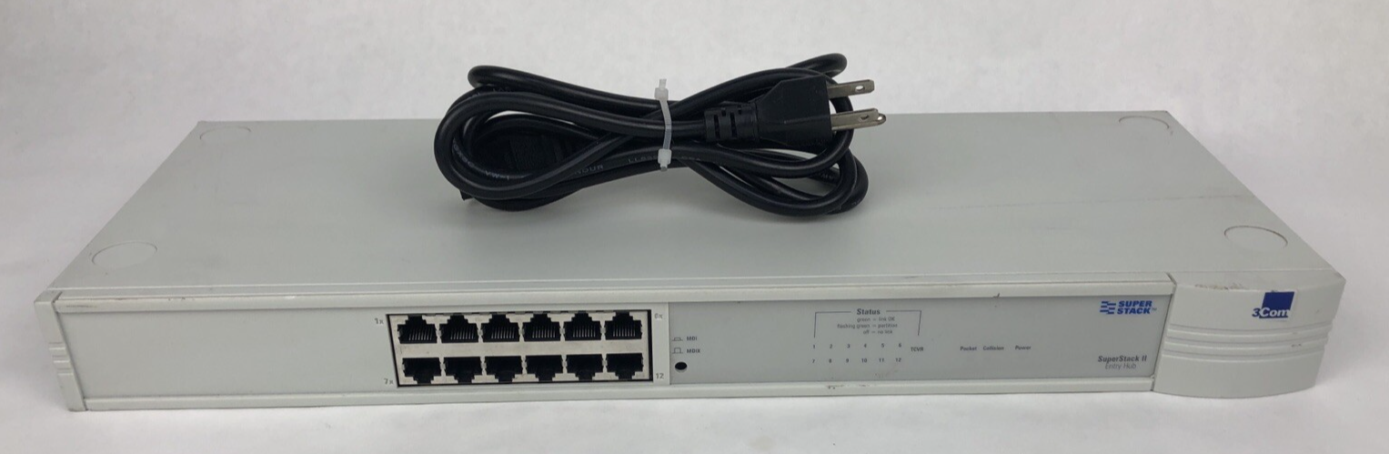 3COM SUPER STACK II 12-PORT SWITCH HUB 3C16440 NETWORK ETHERNET PS HUB FSTSHP