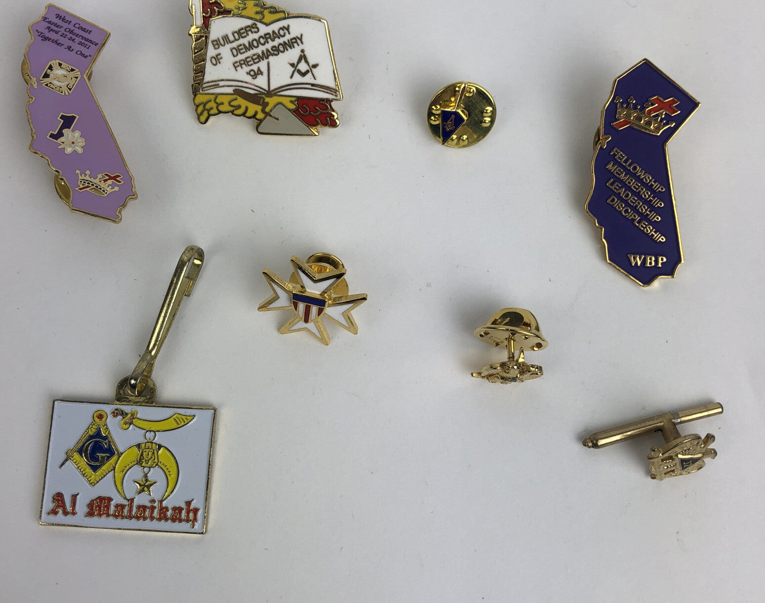 Lot of 8 x Masonic Free Mason Knights Templar RARE CALIFORNIA Lapel Pins + + +