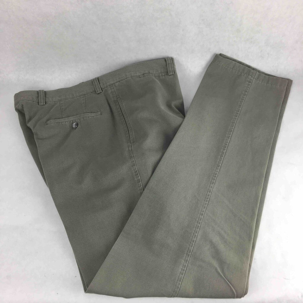 Overland Mens Dress Pants Beige Flat Front Pockets Cotton Trousers 48   34 x 35
