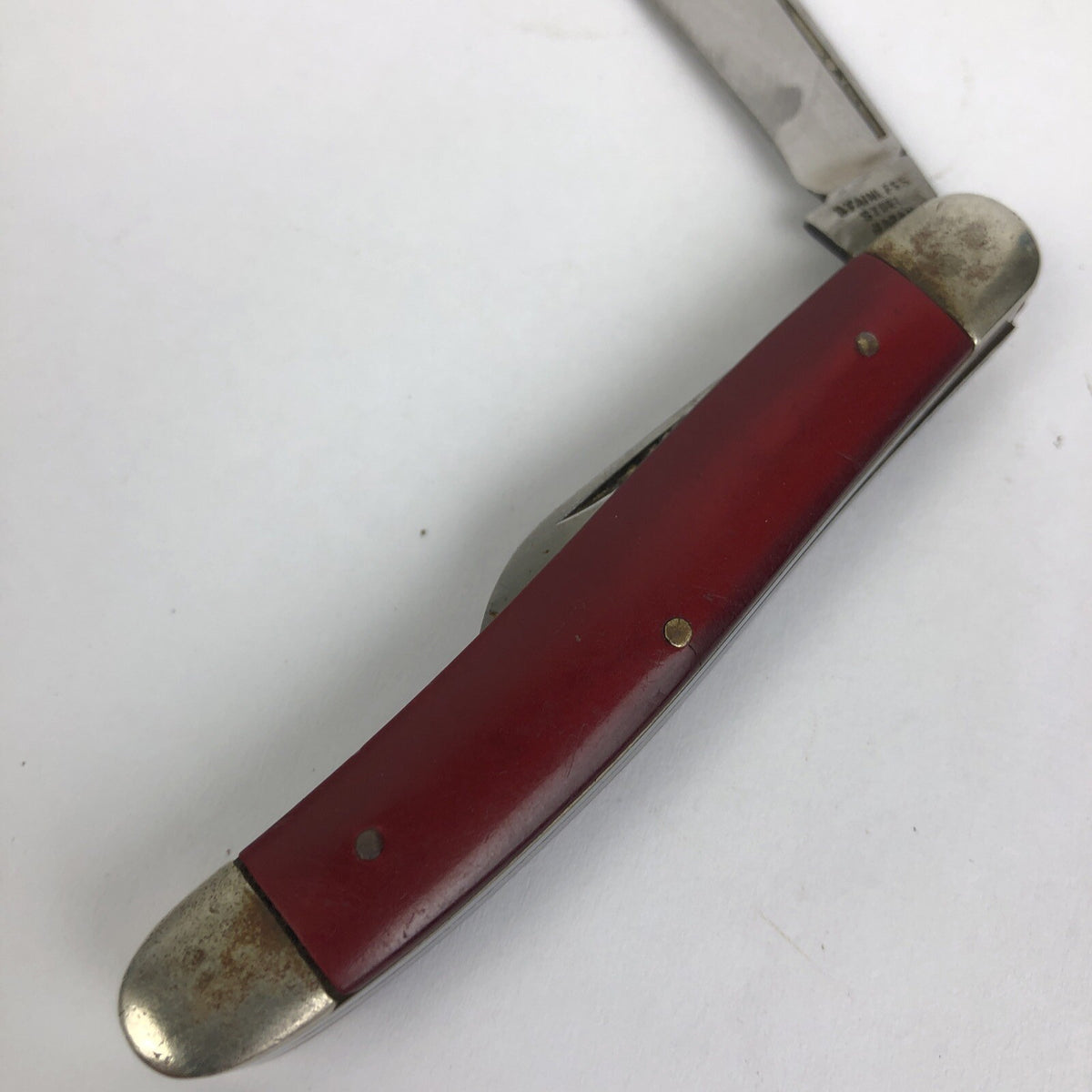 Vintage Red Pearl Pocket Knife 2.25" Inch Blade marked Stainless Steel JAPAN