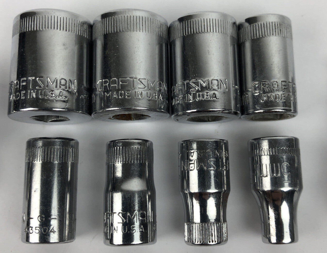 8 x Craftsman USA Sockets 13mm 12mm 11mm 9mm 8mm 7mm 6mm 5mm Shallow + Adapters