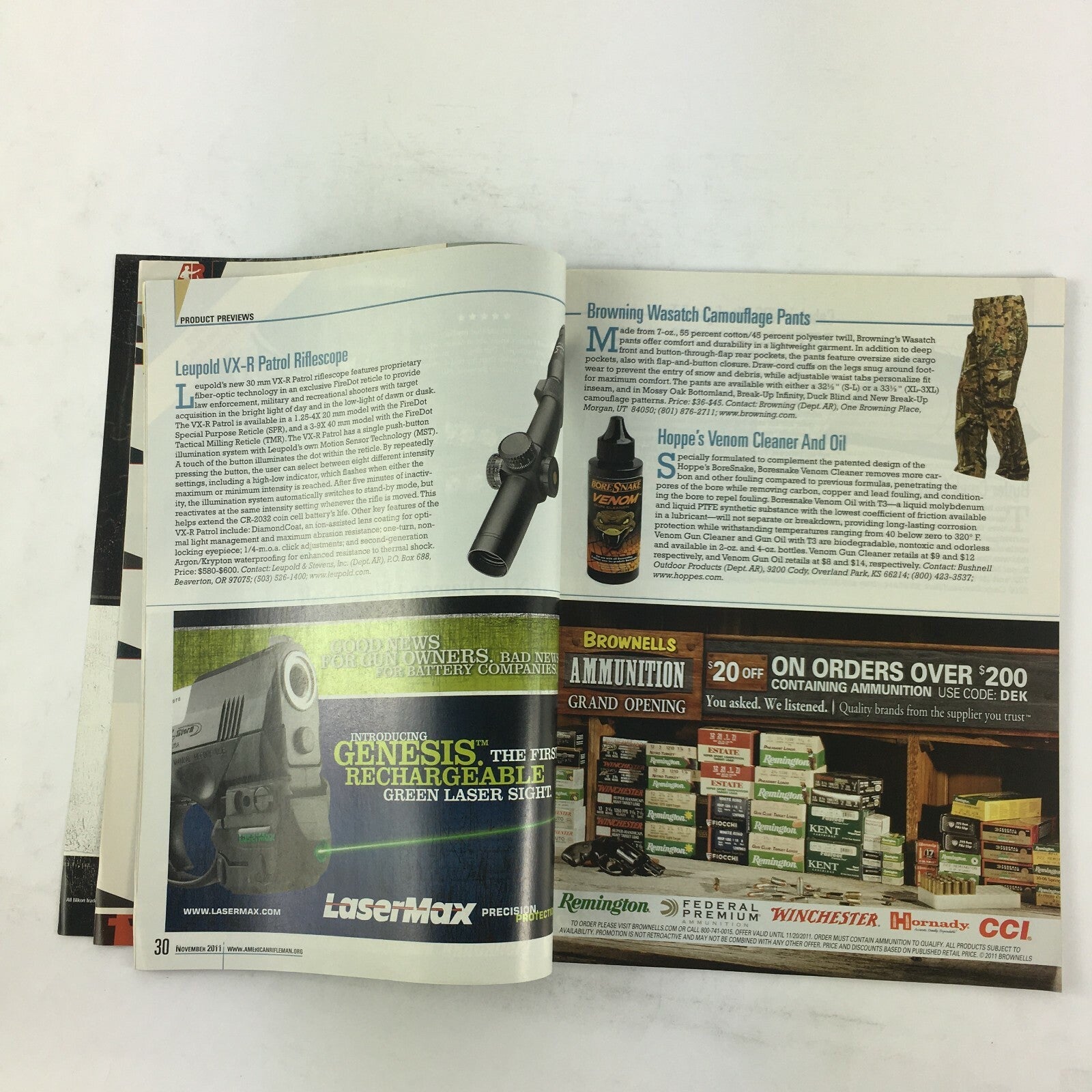 November 2011 American Rifleman Magazine Taurus 990 Savage's Lightweight Hunter