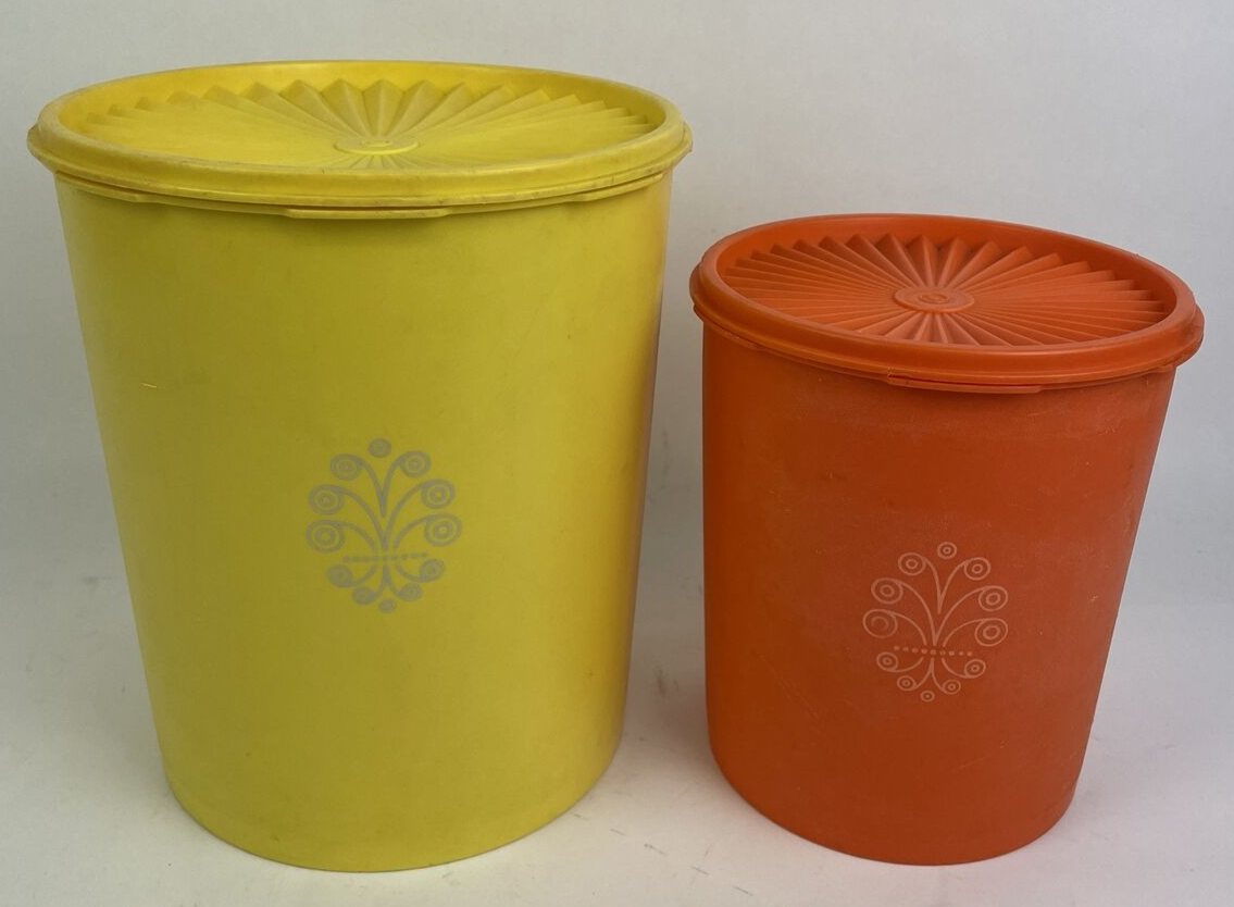 Vintage TUPPERWARE Modular Mates Lot Of 6 Round Storage Containers w Lids