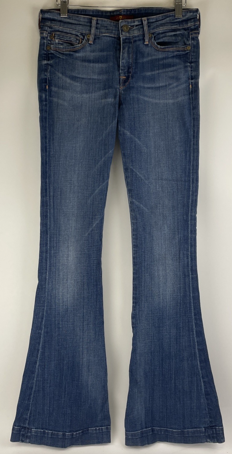 7 for all Mankind Skinny Low Rise Bootcut Jean Women's Sz 27 Light Blue Stretch