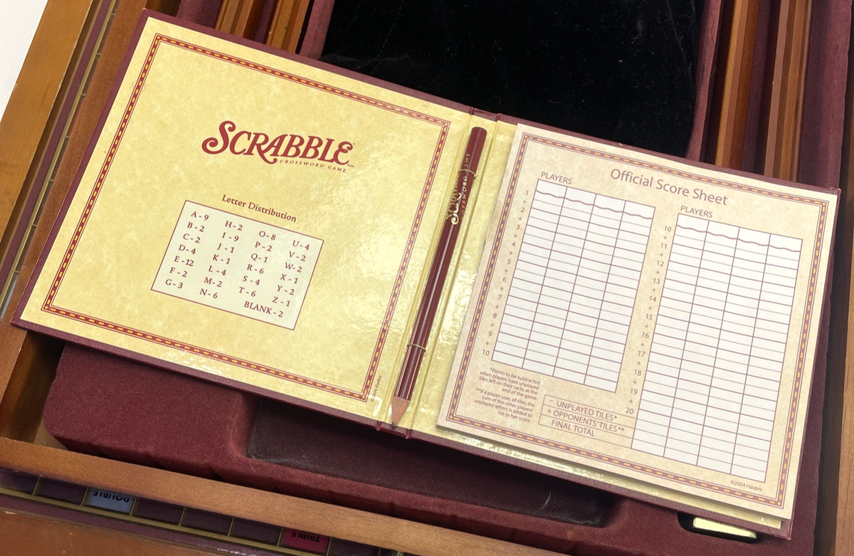 Scrabble Rotating Premier Wood Luxury Edition Crossword Board Game Complete VGC