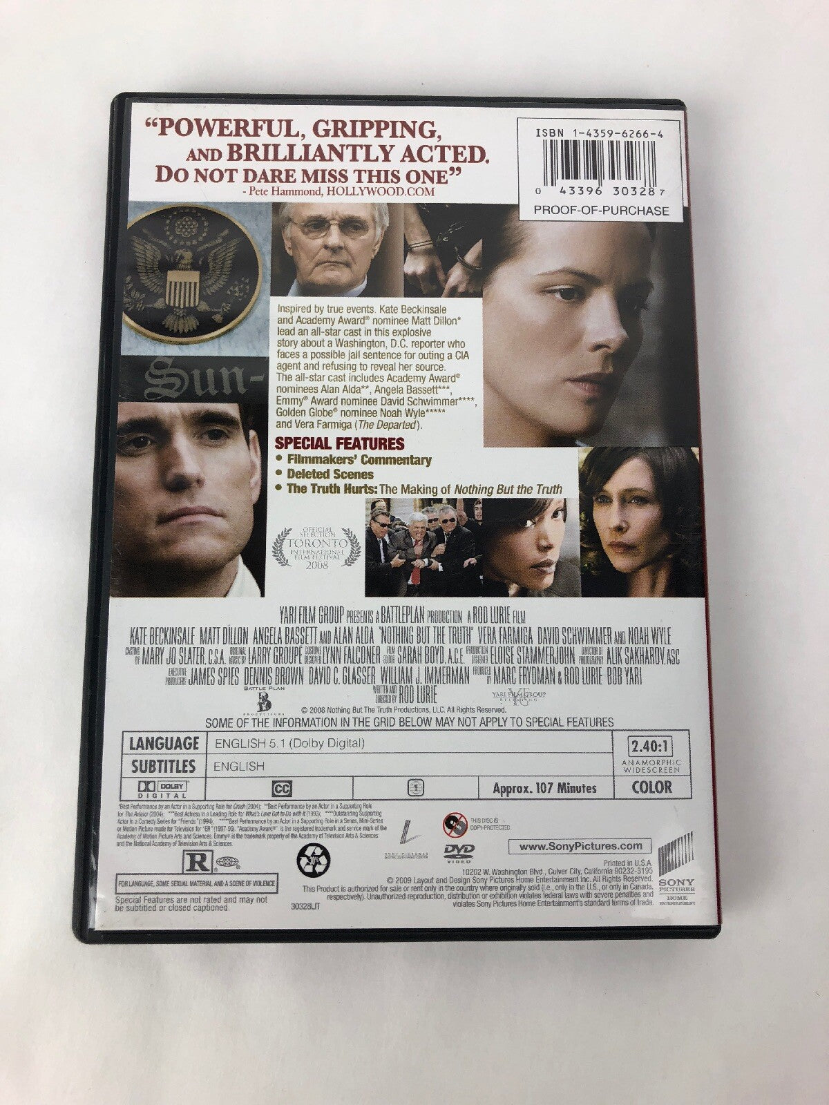 Nothing But the Truth (DVD Movie) Kate Beckinsale Matt Dillon FSTSHP