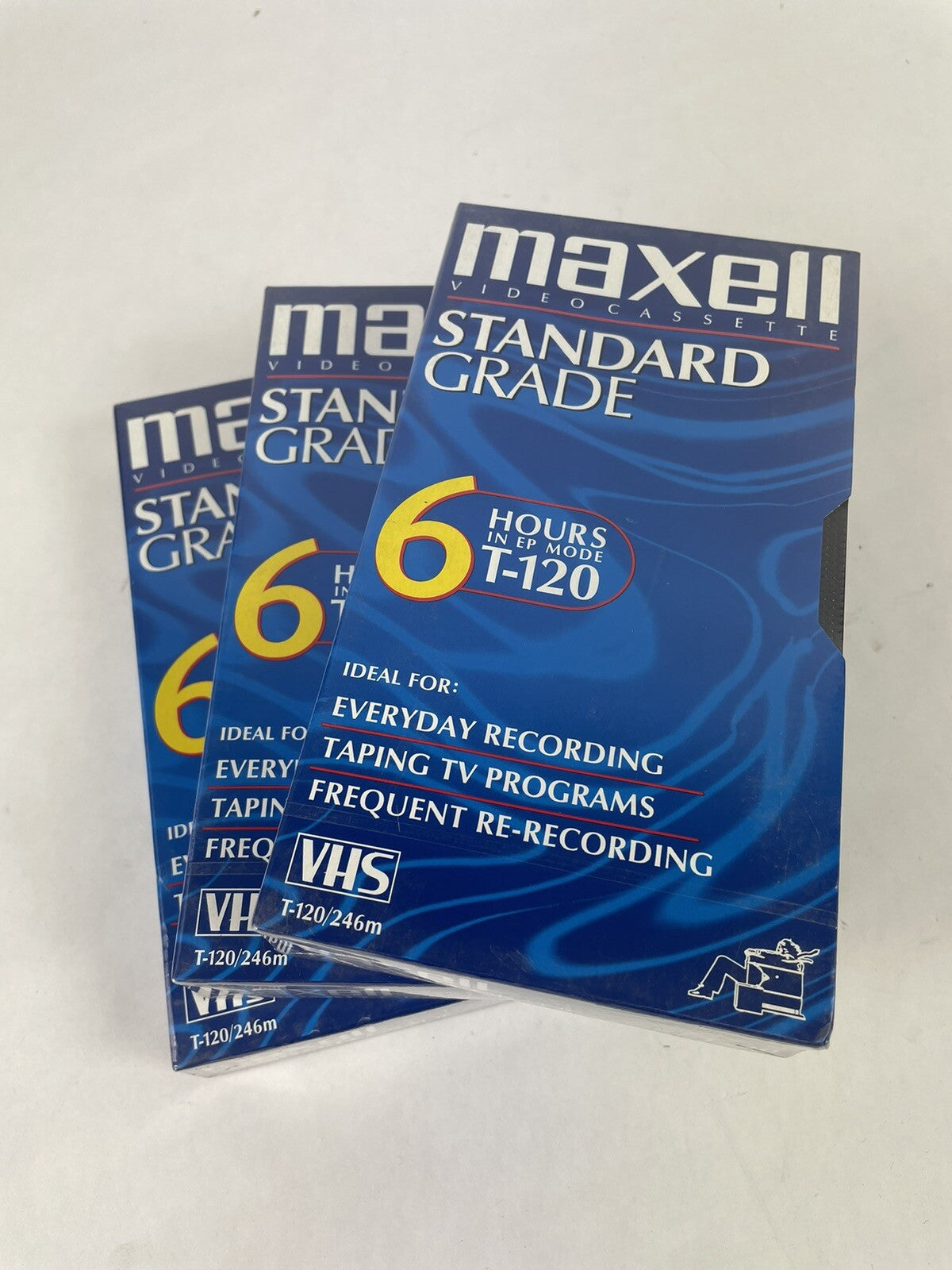 Lot of 3:  BRAND NEW Sealed Maxell GX-Silver 6 Hours T-120 VHS Blank Tape