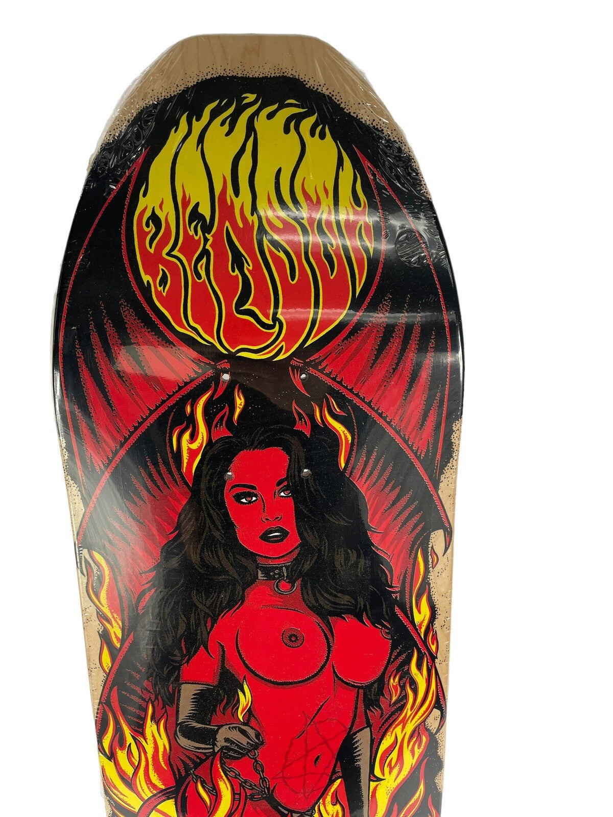 Death Skateboards Benson Red Devil Woman Pro Pool Head 8.623-inch skateboard deck with signature graphic.