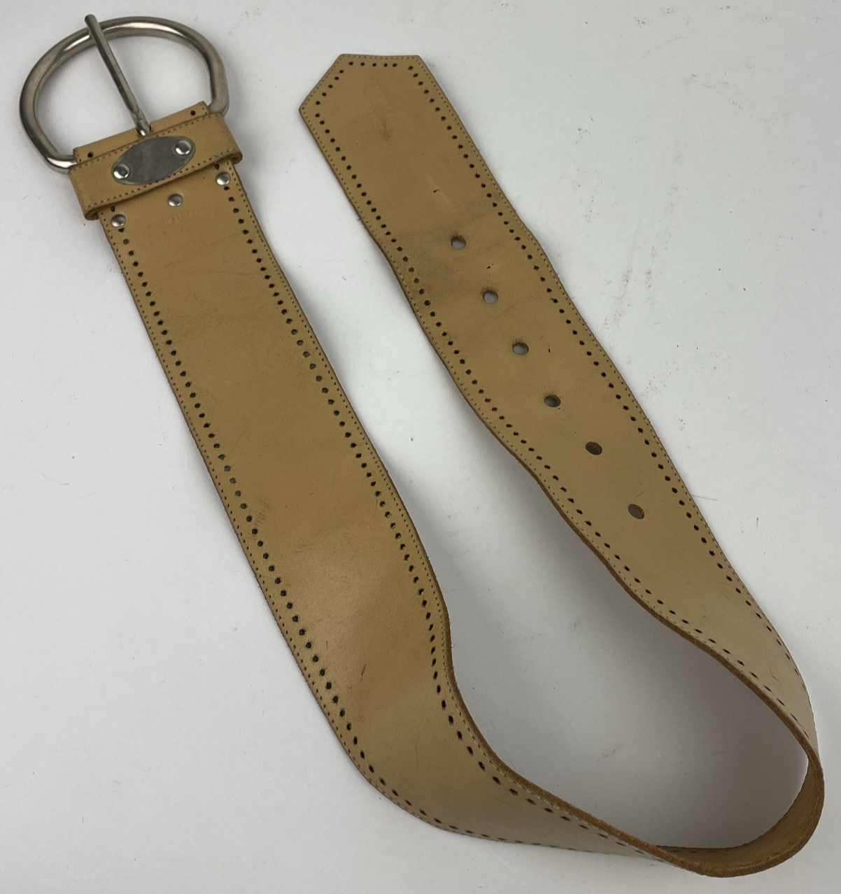 LANDREX Freanc Leather Round Stainless Steel Buckle Wide ( 2.5" ) Belt Size 32