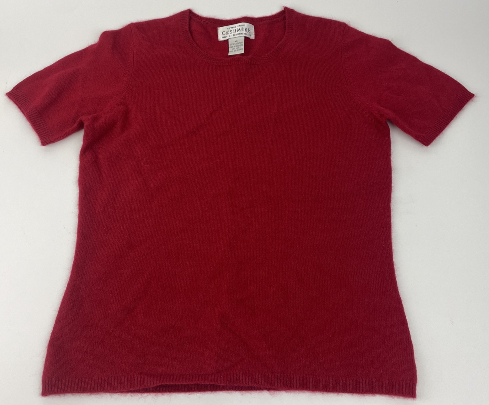 Sutton Studio 100% Cashmere Sweater Women XS Red Short Sleeve Crewneck Pullover