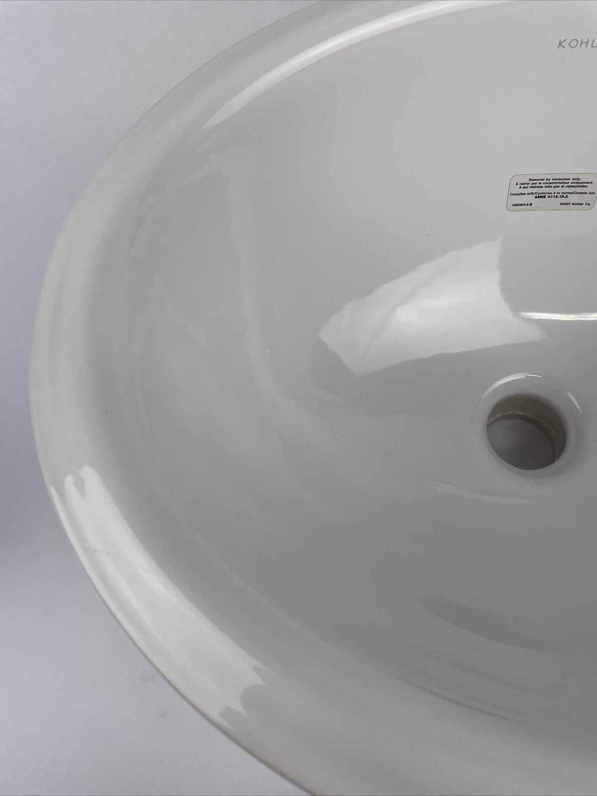 Kohler Intaglio 17" Drop in Bathroom Sink no Overflow K 2292  White Discontinued