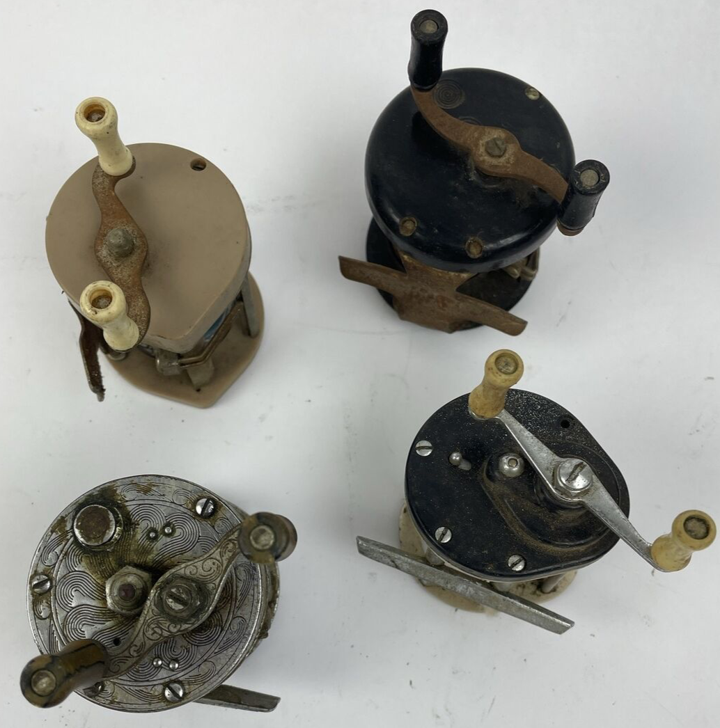 Lot of 4 x Vintage Mini Conventional Casting Reels Fishing Unbranded - USA MADE