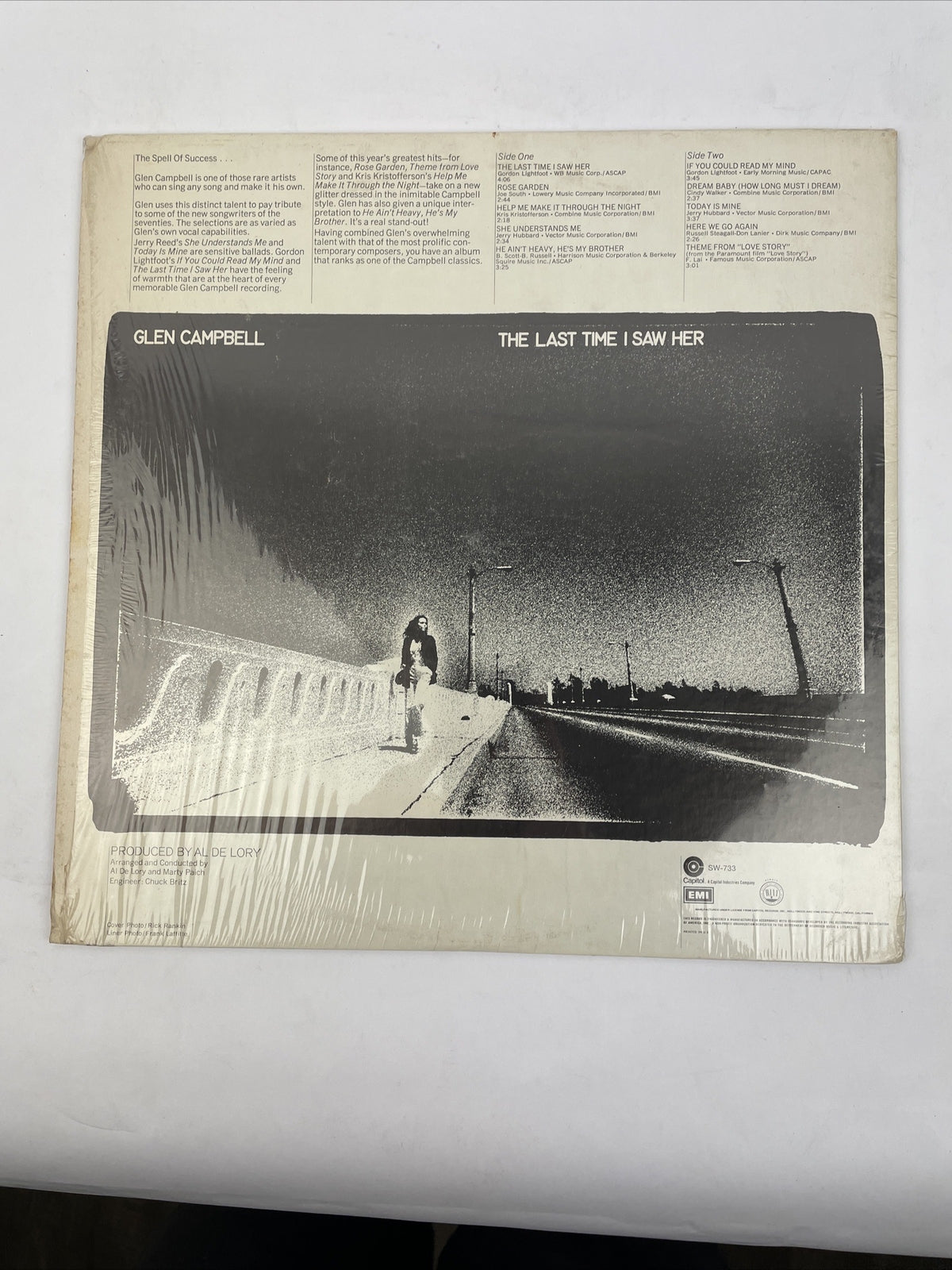 Glen Campbell The Last Time I Saw Her Vintage 12" Vinyl 33 RPM LP Record Album