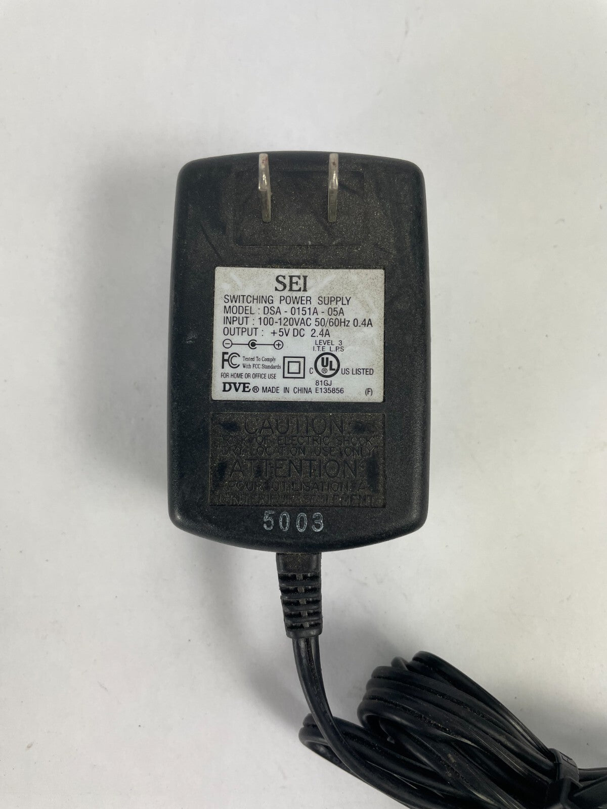 Genuine SEI DSA-0151A-05A Adapter Output 5 V 2.4 A Power Supply Adapter A60