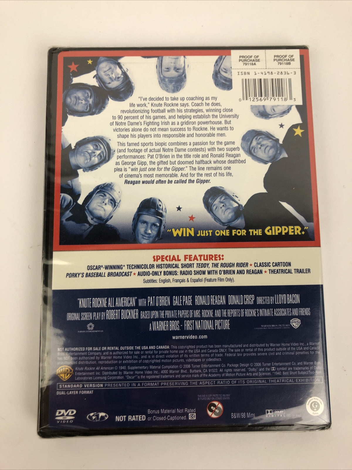 Knute Rockne All American w Pat O'Brien by Lloyd Bacon (DVD Video) NEW SEALED