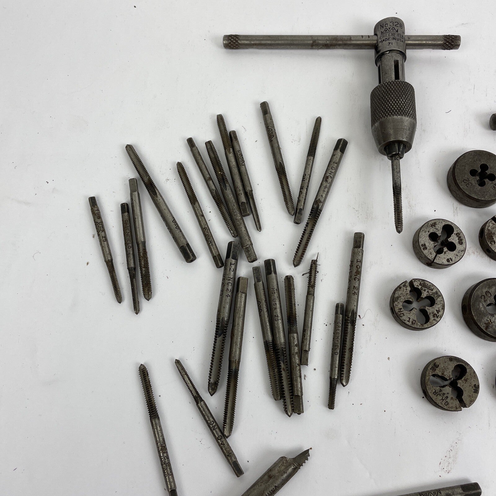Vintage Tap & Die Mixed Lot 75 + Greenfield West Germany R&N Handle w Case LOOK