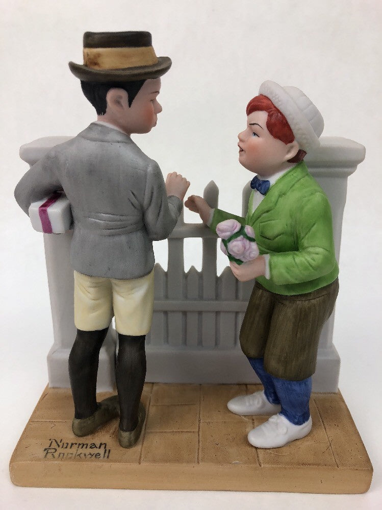 Norman Rockwell THE RIVALS Bisque Porcelain Figurine c.1980  - DANBURY MINT