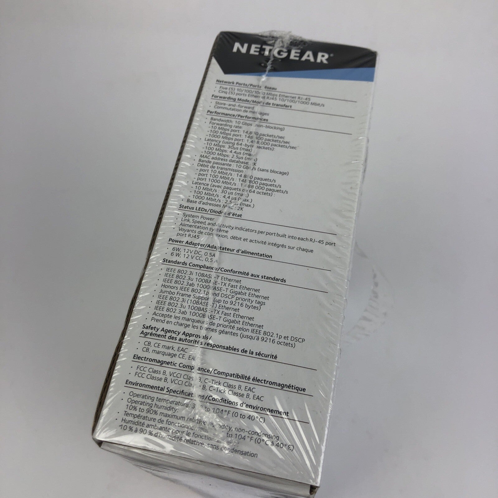 Netgear GS105 100-15898-01R9 5-Port Gigabit Switch Series New Sealed #K-2164
