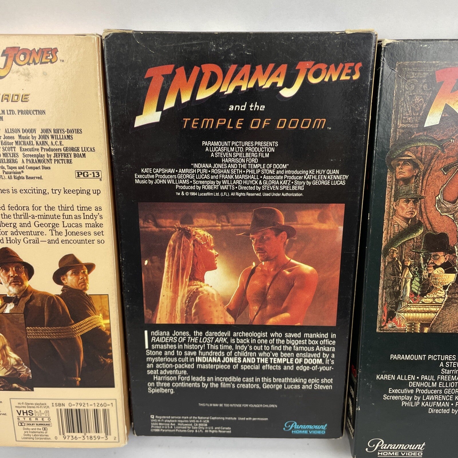 The Indiana Jones Trilogy 3 x VHS Harrison Ford Sean Connery Lost Ark - TESTED