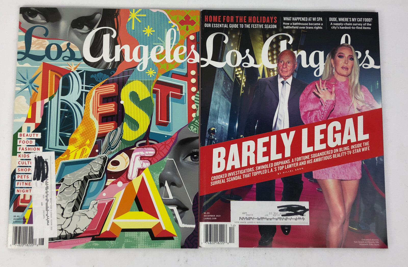 Lot of 2 x Los Angeles Magazine December 2021 B. L. * August 2021 Best of LA