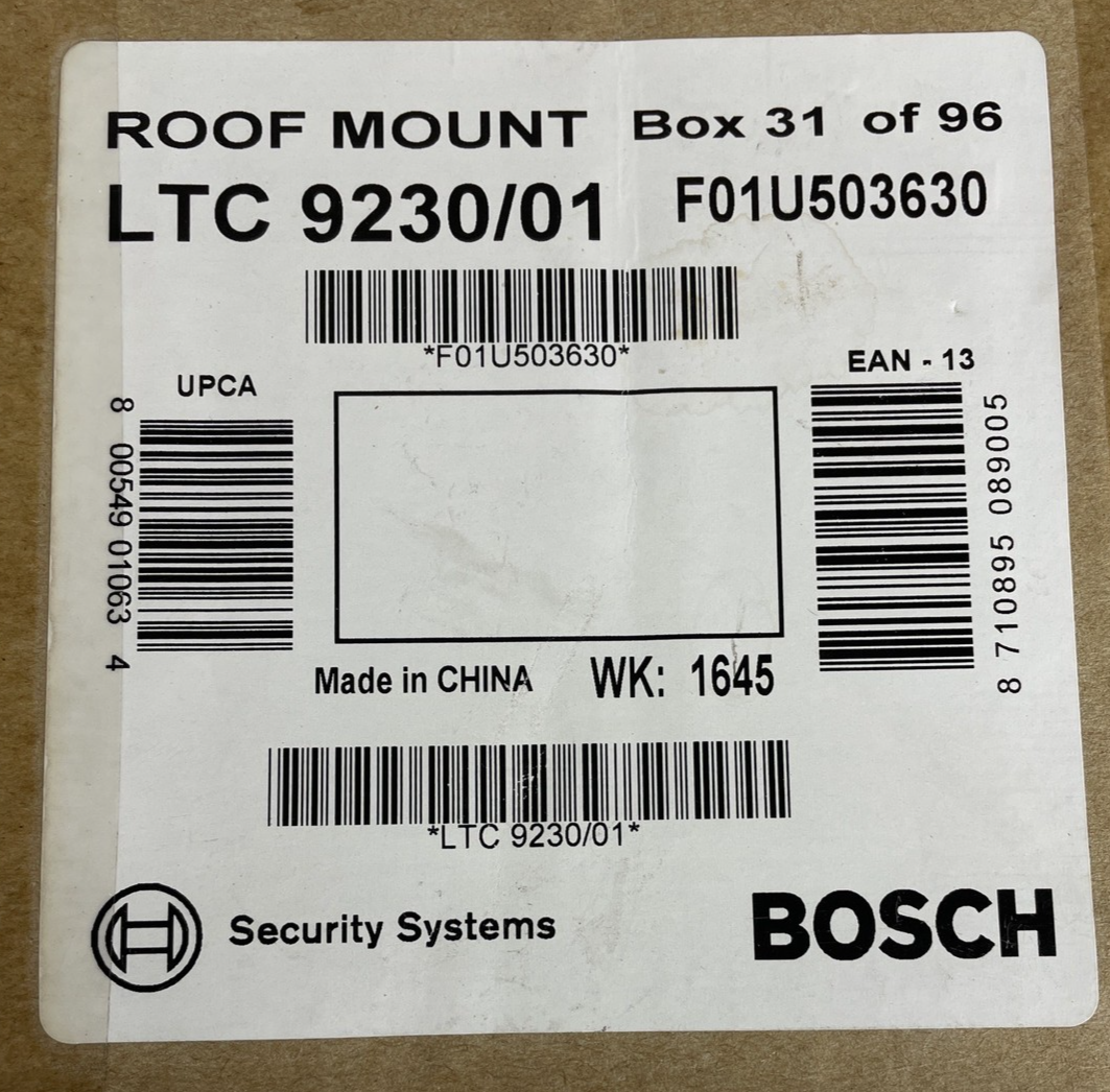 Bosch Security Systems Pole Mount Adapter LTC 9213/01 F01u009291 with Hardware